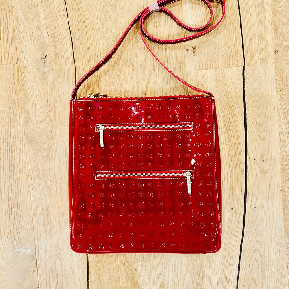 🇮🇹 MINT CONDITION ARCADIA BAG! 🇮🇹 GORGEOUS RED PATENT EMBOSSED BAG - Picture 6 of 11